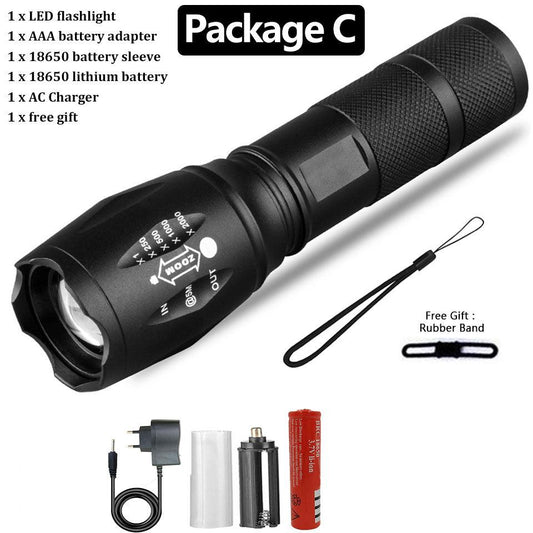 Strong Light Flashlight Special Forces Rechargeable Home Self-Defense Waterproof Riding Mini Camping Premium Super Bright Flashlight  Grayson Goods